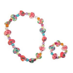 RTD-4001 : Childs Flowery Heart Bead Necklace and Bracelet Set at HatsForDogs.com