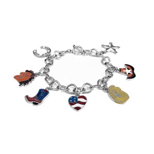 RTD-4009 : Western Charm Silver Teardrop Chain Bracelet at HatsForDogs.com