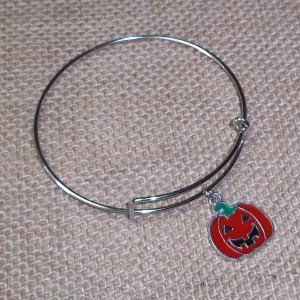 RTD-4017 : Halloween Pumpkin Jack-O-Lantern Expandable Bangle Bracelet at HatsForDogs.com