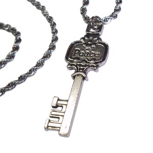 RTD-4019 : Peace Key Charm Necklace on Stainless Steel Rope Chain at HatsForDogs.com
