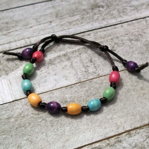 RTD-4028 : Wood Bead Satin Knotted Fall Corded Bracelet at HatsForDogs.com