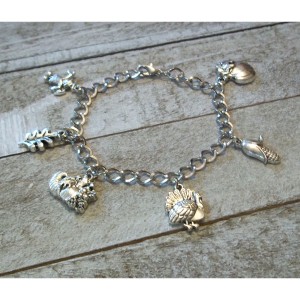 RTD-4057 : Fall Thanksgiving Antique Silver Charms Bracelet at HatsForDogs.com