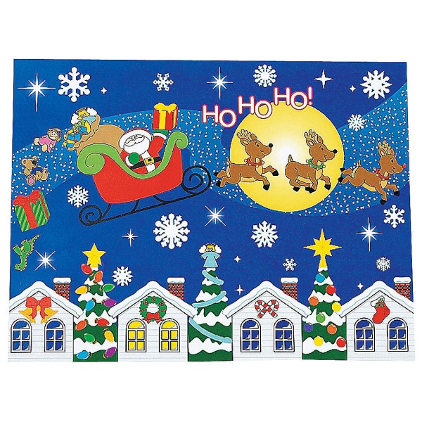 Christmas Eve Santa Sticker Scene Activity Craft