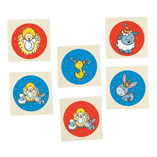 Happy Birthday Jesus Christmas Temporary Tattoos 36-Pack