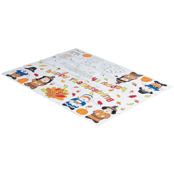 Color Your Own Thanksgiving Tablecloth Craft DIY Holiday Kids Table Activity