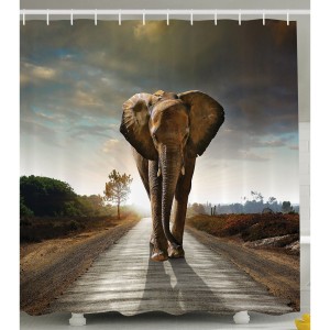 RTD-4109 : Strolling Elephant Shower Curtain at HatsForDogs.com