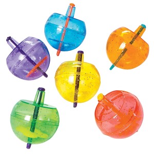 RTD-4274 : Glittery Bright Colored Assorted Plastic Spin Tops at HatsForDogs.com