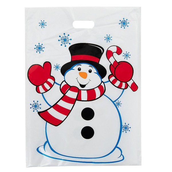 Large 17 inch Happy Snowman Plastic Goodie Bags Large 17 inch Happy Snowman Plastic Goodie Bags