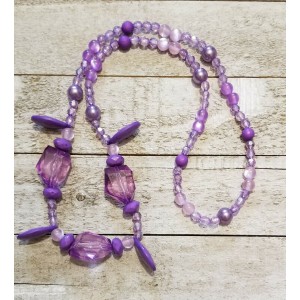 TYD-1132 : Handmade 26 Inch Purple Crystal and Glass Beaded Stretch Necklace at HatsForDogs.com