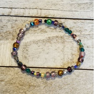 TYD-1134 : Handmade Glass Beaded Multi Color Stretch Bracelet at HatsForDogs.com