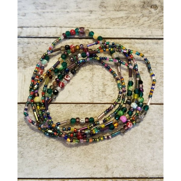 Multi Color Glass Seed Bead Wrap Bracelet Long Handmade Beaded Necklace 26 Inch Multi Color Glass Seed Bead Wrap Bracelet Long Handmade Beaded Necklace 26 Inch