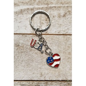 TYD-1150 : Handmade USA Heart Flag Charm Keychain at HatsForDogs.com