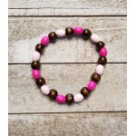 Handmade Wooden Beaded Bracelet Stretch Earth Tone Pink Jewelry Accessory Handmade Wooden Beaded Bracelet Stretch Earth Tone Pink Jewelry Accessory
