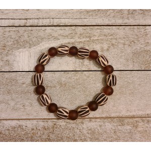 TYD-1193 : Chunky Brown and Tan Stretch Beaded Bracelet at HatsForDogs.com