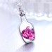RTD-3676 : Bottle Frame Pink Crystal Heart Pendant Necklace at HatsForDogs.com