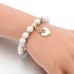 RTD-3855 : White Marble Bead with Heart Charm Bracelet at HatsForDogs.com