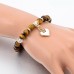 RTD-3856 : Tiger Eye Stone Bead White Heart Charm Bracelet at HatsForDogs.com