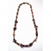 RTD-4039 : Fall Necklace with Brown Wood Beads and Frosted Glass Beads at HatsForDogs.com