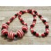 TYD-1131 : Handmade 28 Inch Red, White, Black Beaded Stretch Necklace at HatsForDogs.com