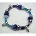 RTD-2775 : Blue Lampwork and Crystal Beads Winter Bracelet with Snowmen at HatsForDogs.com