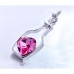 RTD-3676 : Bottle Frame Pink Crystal Heart Pendant Necklace at HatsForDogs.com