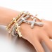 RTD-3847 : Multilayer 3pc Gold Silver Copper Cross Fashion Bracelet at HatsForDogs.com