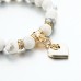 RTD-3855 : White Marble Bead with Heart Charm Bracelet at HatsForDogs.com