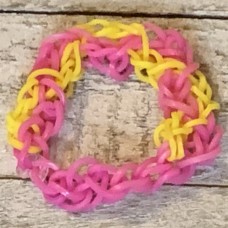 Yellow And Pink Rainbow Loom Honeycomb Bracelet